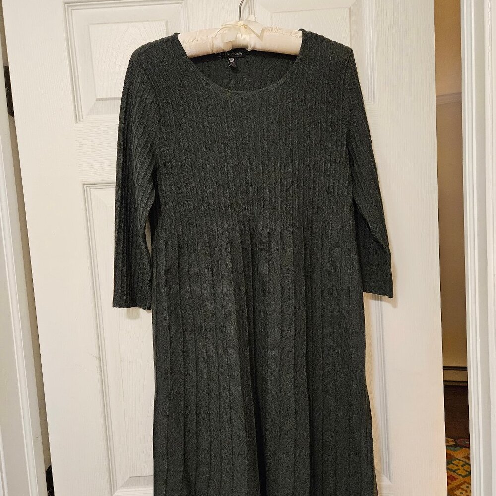 NWT Eileen Fisher Green Wool Dress XS